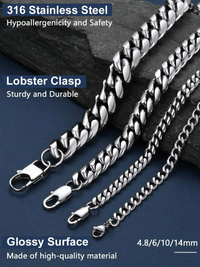 Mens 5mm 18 inch cuban silver link chain