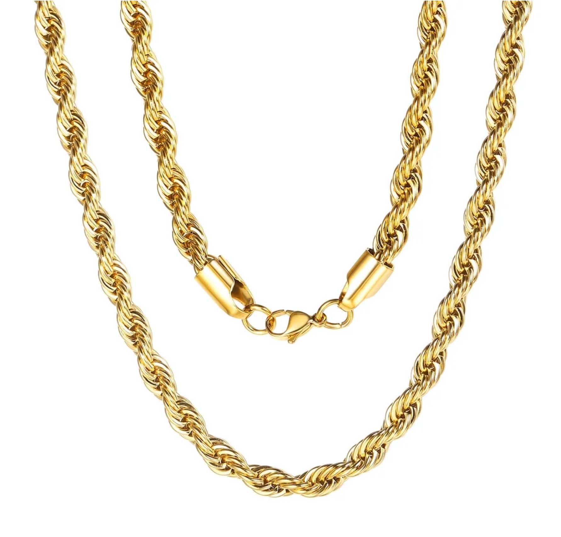 Mens 20 inch 18k gold plated rope chain