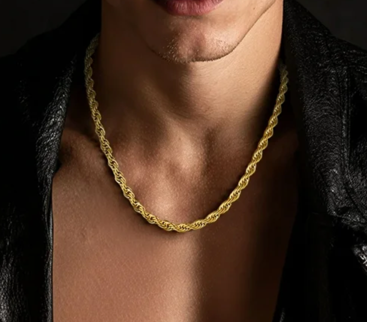 Mens 20 inch 18k gold plated rope chain