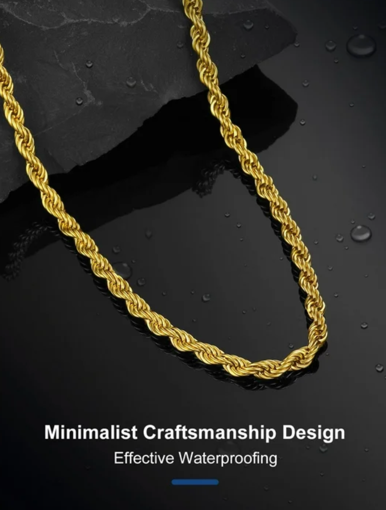 Mens 20 inch 18k gold plated rope chain