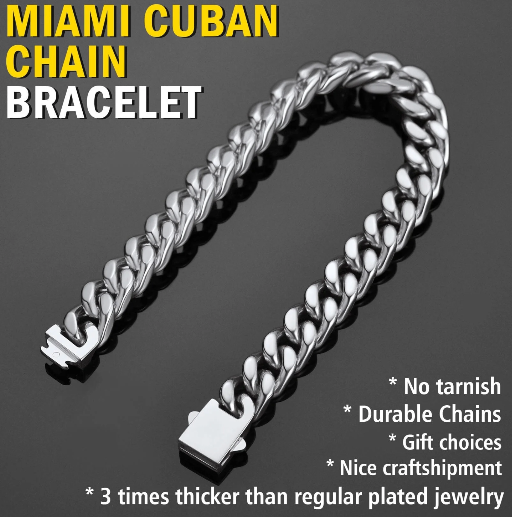 mens stainless steel 7.5 inch cuban link bracelet