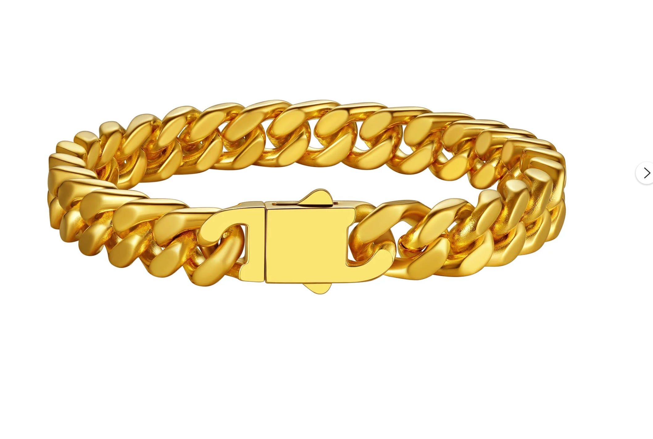 Mens 9mm gold plated cuban link bracelet 7.5 inch