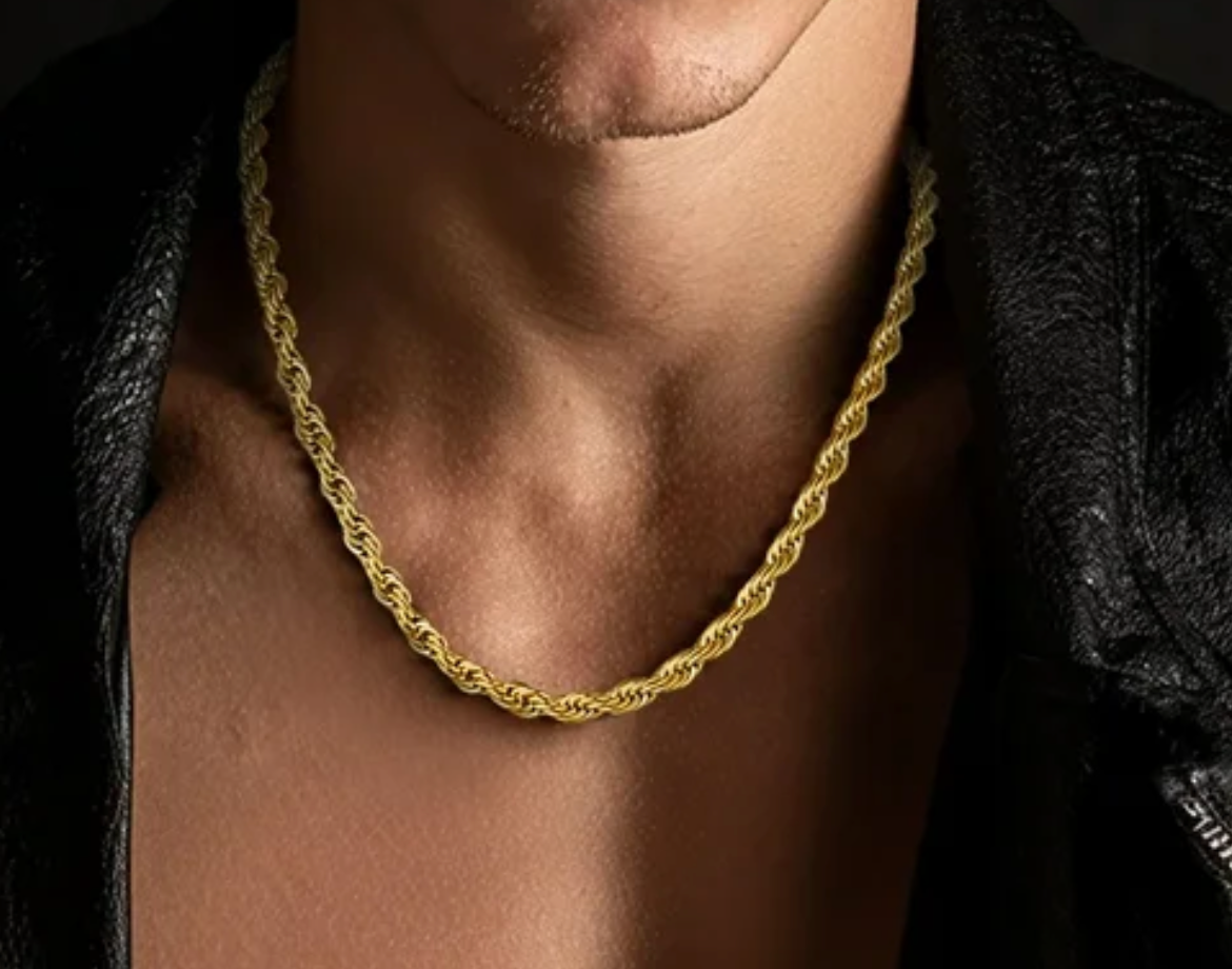 Mens 18 inch gold plated rope chain
