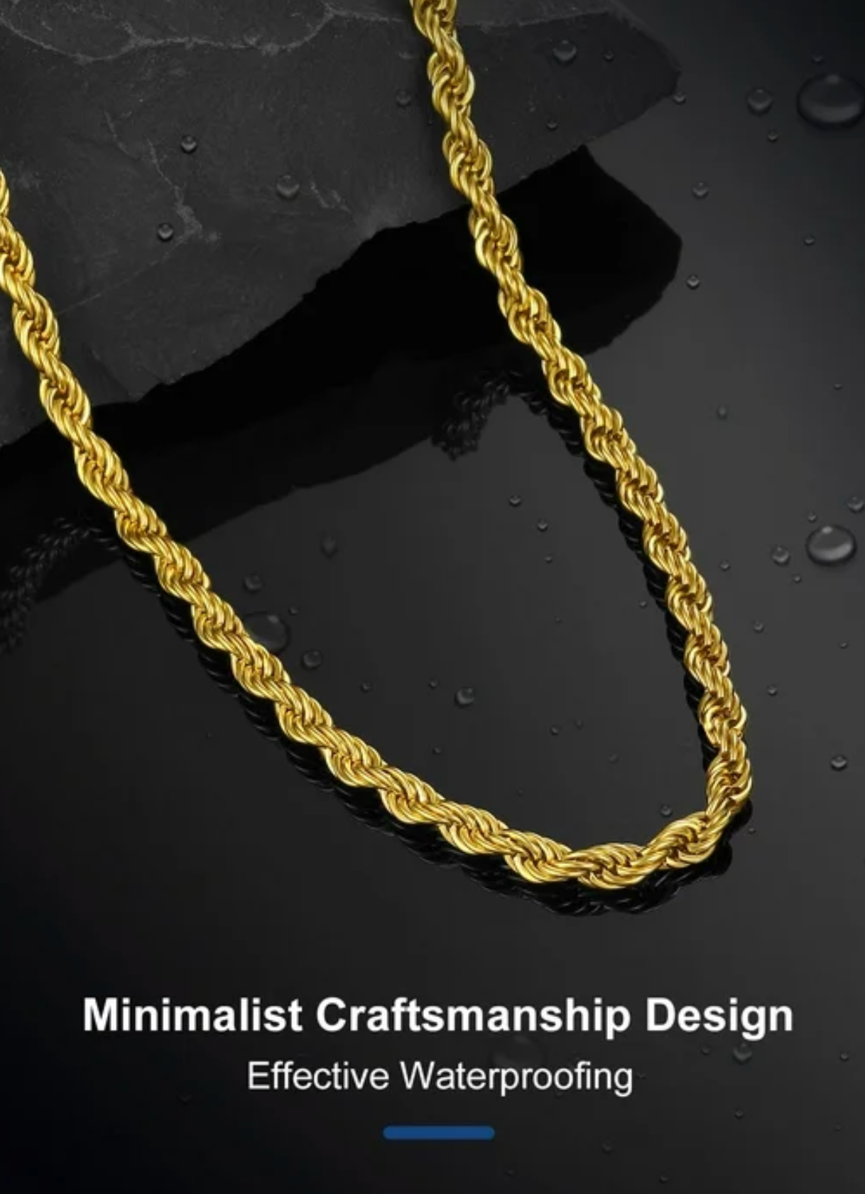 Mens 18 inch gold plated rope chain
