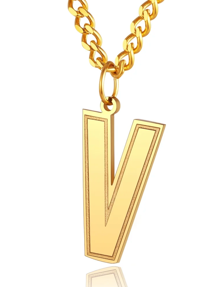 Mens/womens gold initial pendent